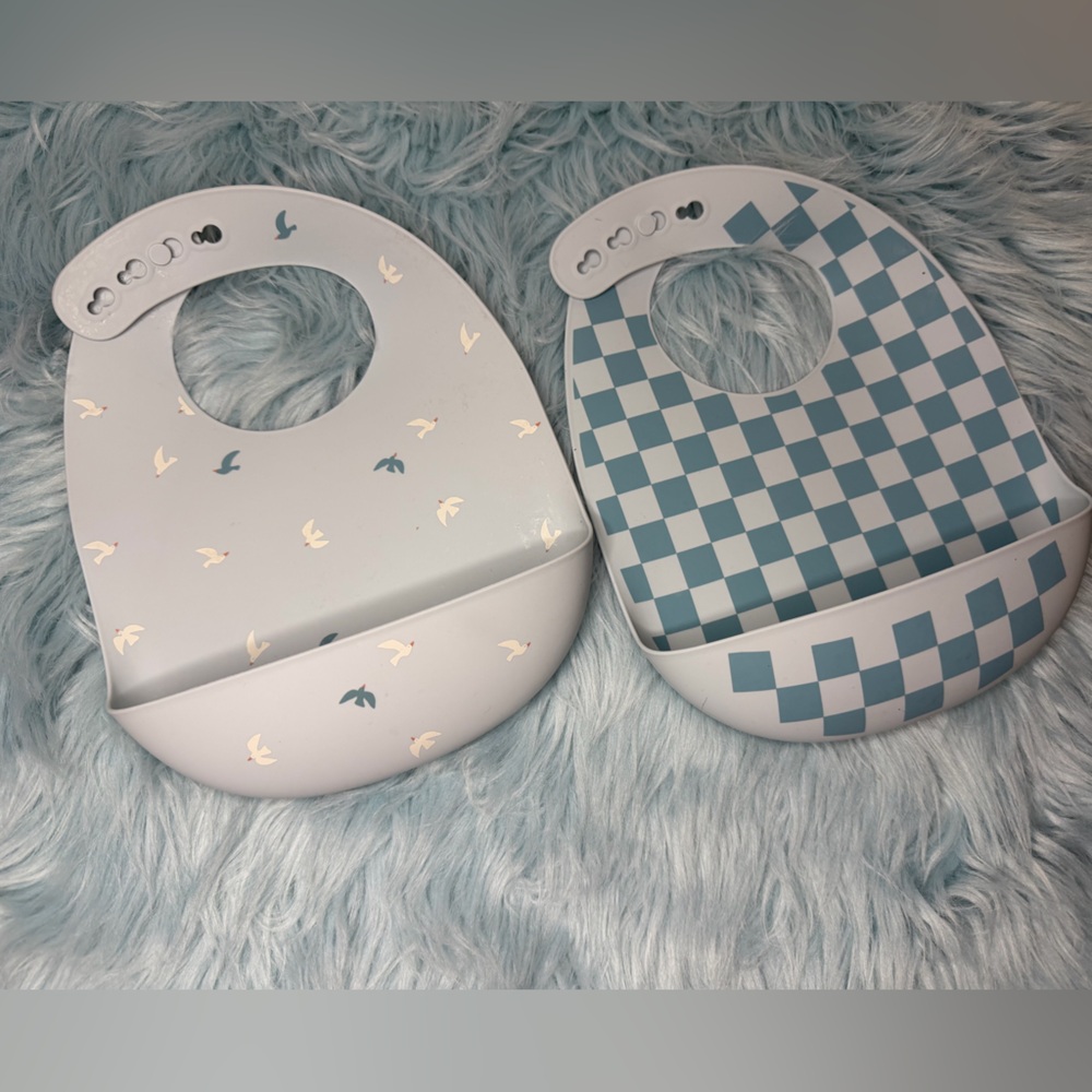 Cloud Island Silicone Baby Bibs Set of 2 |Adjustable | Food Grade Silicone